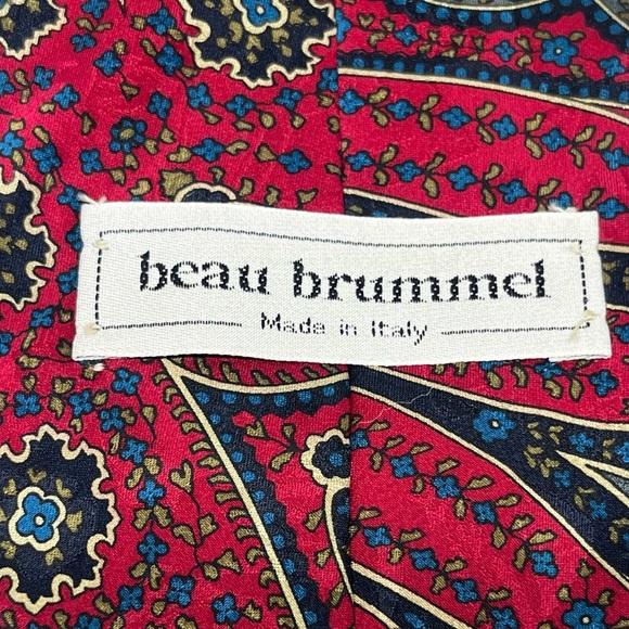 Beau Brummel Paris 100% Silk Men’s Printed Paisley Necktie - Picture 2 of 7